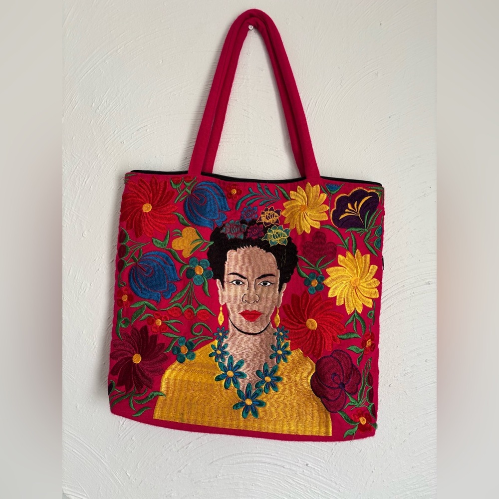 Colorful Embroidered Tote Bag